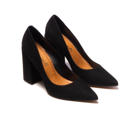 MARTA MIDNIGHT BLACK (deep navy) NUBUCK leather block heels, size 41 (US 10) - Picture 5 of 9